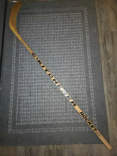 vintage wooden hockey sticks, a Kitchener Rocket 440, View more