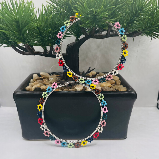 2.5” Beaded Hoop Earrings  in Jewellery & Watches in Saint John