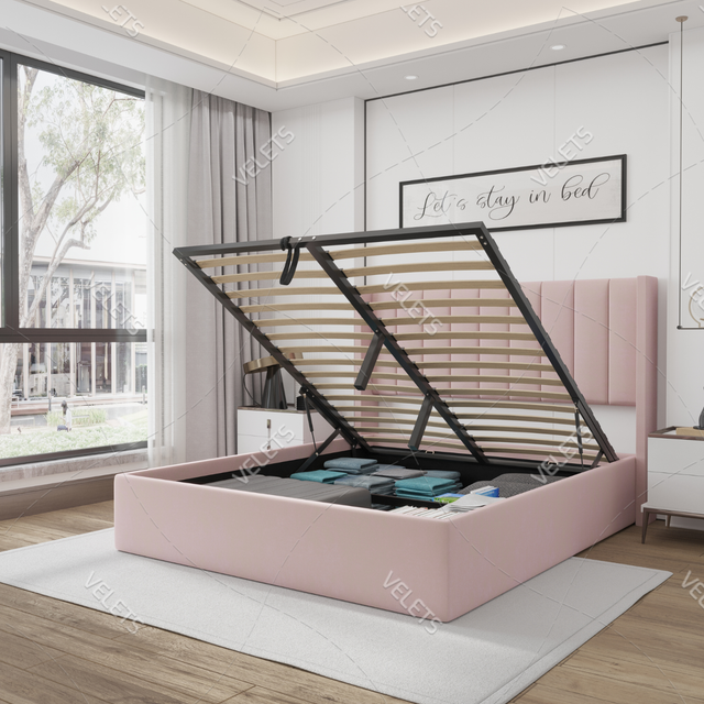 Pink color bed frames | Storage bed | Queen size bed kings beds in Beds & Mattresses in Burnaby/New Westminster - Image 5