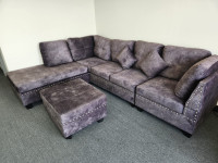 Never Used Velvet Sectional Sofa with Ottoman is on Sale with Fr