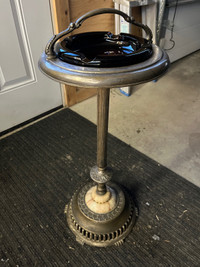 Antique ash tray stand and pedestal lamp