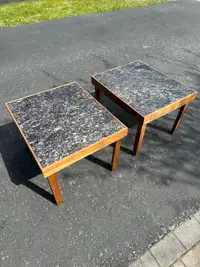 2 end tables polished stone 