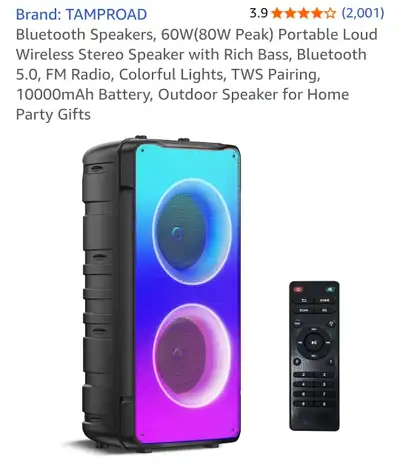 Bluetooth Speakers, 60W(80W Peak) Portable Loud Wireless Stereo, View more