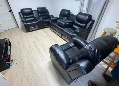 Leather Recliner Sofa Set 3+2+1–Living Room Couch- Brand New, View more