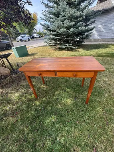 Vintage solid teak desk/entrance table, View more