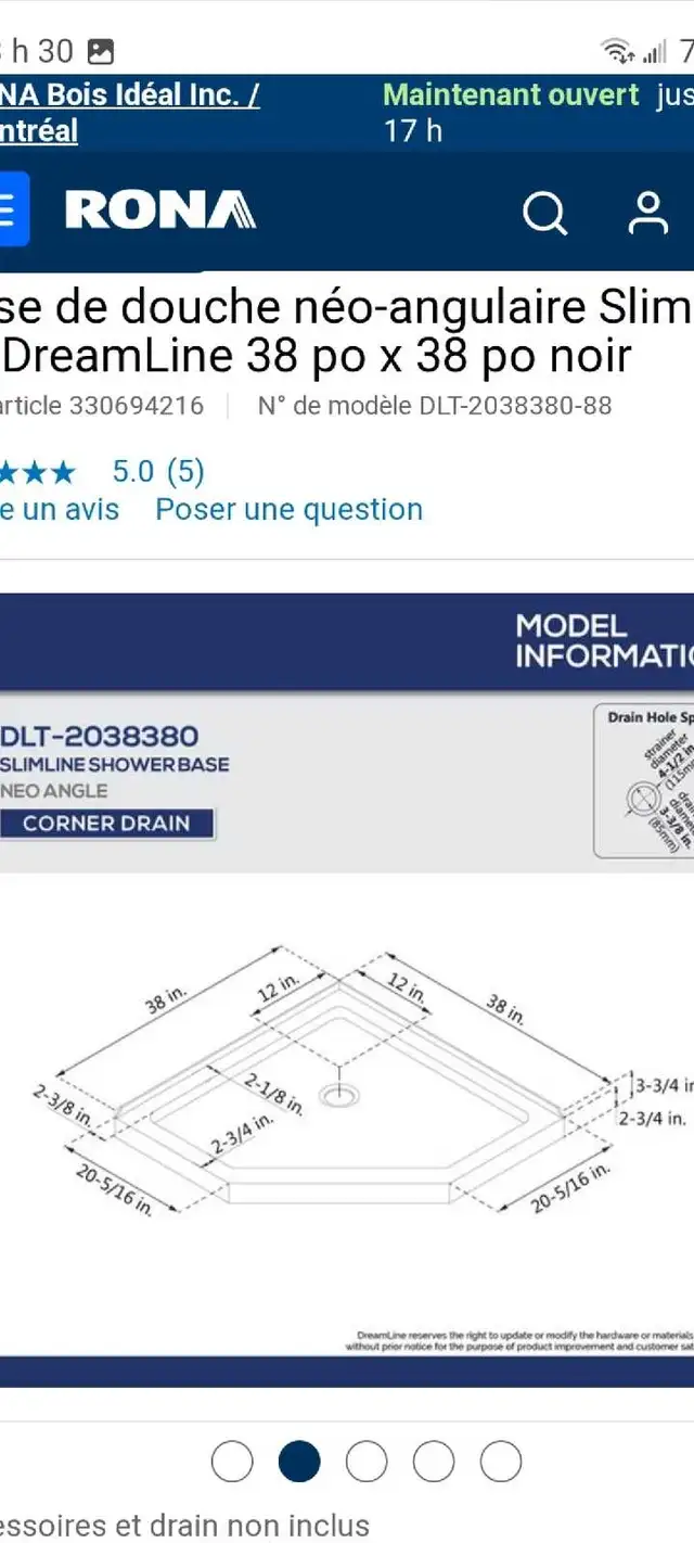 base de douche angulaire 38" noire neuve  in Bathwares in Gatineau - Image 4