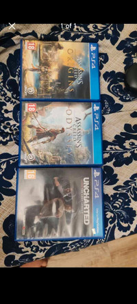 Set of 3 Ps4 games (Assassin's Creed, Uncharted) 