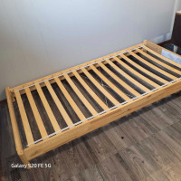 Ikea twin size bed frame, mattress and mattress topper