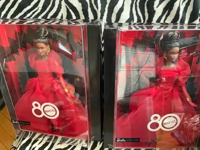 You are looking at two Barbie Signature 80TH Anniversary dolls (BOTH DOLLS HAVE BLACK HAIR) $25.00 d...