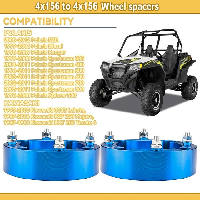 4x156 ATV Wheel Spacers for 98-09 Ranger, 00-11 Sportsman  in ATV Parts, Trailers & Accessories in City of Toronto - Image 2