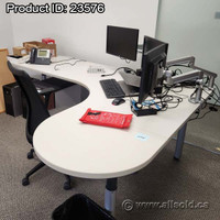 White Powered L Suite Sit Stand Desk w/ Left & Right Hand Runoff