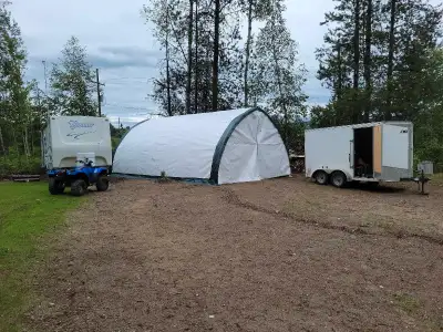 Used 20 by 30 tent enclosure as is where is. You disassemble yourself. The cover is 3 years old and...