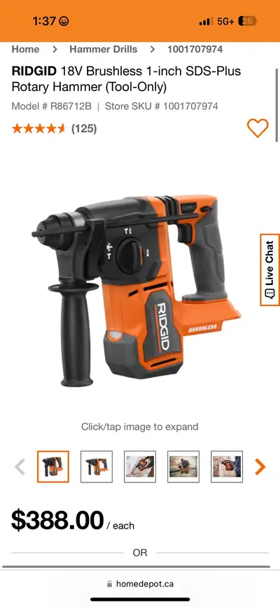 Ridgid sds hammer drill, View more