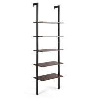 5-Tier Metal Frame Ladder Shelf -Brown