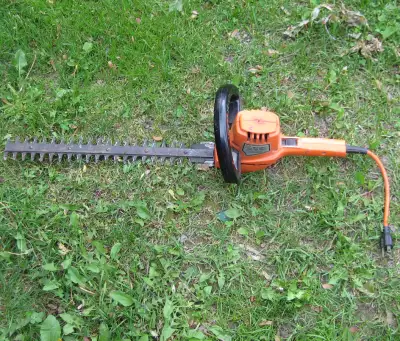 Hedge trimmer works good. Electric, so you don't have to pay for GAS!! Also very easy to use and doe...