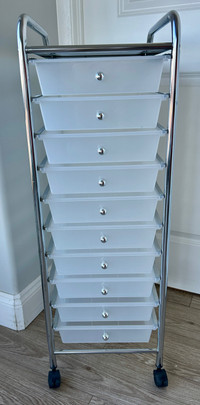 Multi-drawer Rolling Storage Cart - 10 Drawers, Locking Wheels 