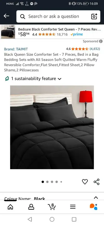 Bedsure Black Queen Comforter Set, View more