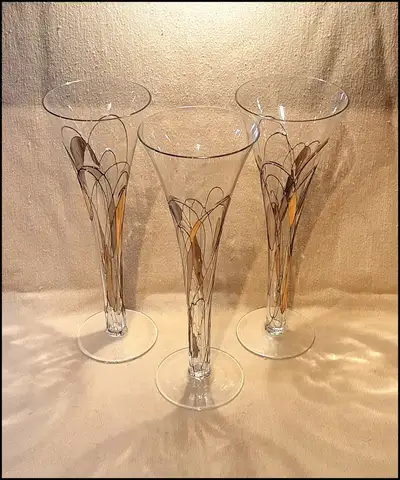 3  FLÛTES  à  CHAMPAGNE  '  ROMANIA - MILANO ', View more