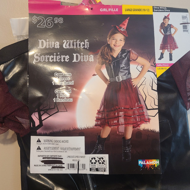 Diva Witch Costume - Kids - Size L (10-12) in Costumes in Mississauga / Peel Region