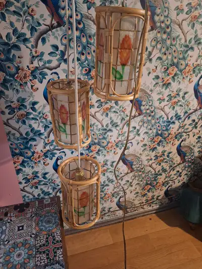 Vintage hanging capiz shell light, View more