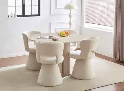 Contemporary Dining Table & 4 Swivel Chairs, View more