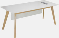 Slick white Rectangular Office Desk + Modesty Panel