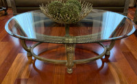 Glass top coffee table and 2 matching side tables 3pc set 