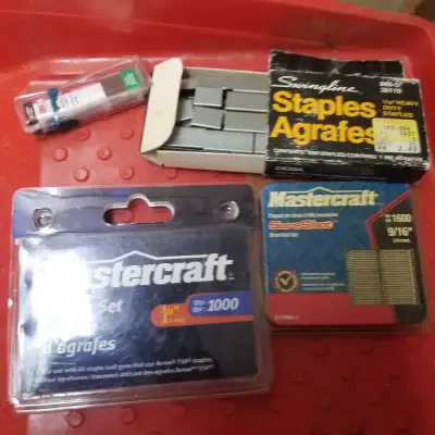 Offering a variety of staplers and nails for your fastening needs! This lot includes Mastercraft Sur...