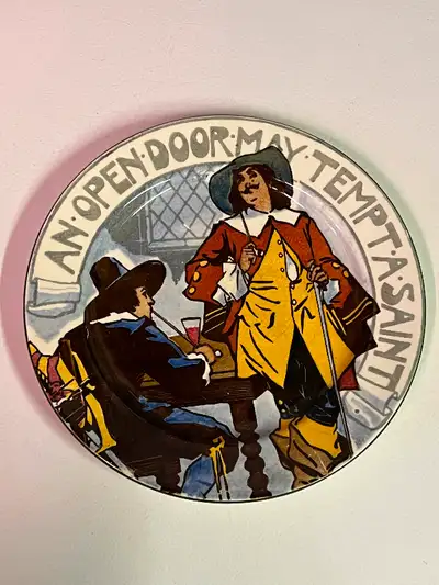 Antique Royal Doulton porcelain plate ' An Open Door May Tempt A Saint ' 10.5 ". Hello buyer, If you...