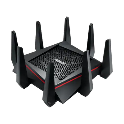 AC5300 Tri-Band Gigabit WiFi Gaming Router with MU-MIMO, supporting AiProtection network security po...