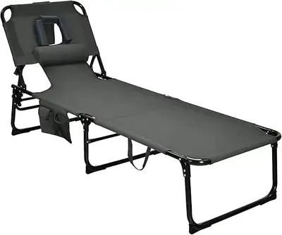 Folding Beach Lounge Chair, Tanning Chair with Face Hole, View more
