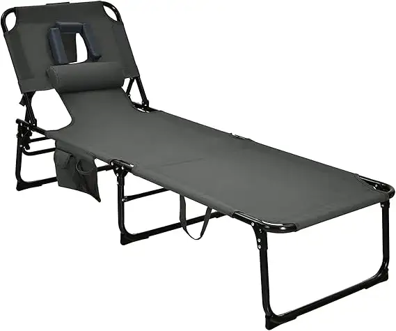 Folding Beach Lounge Chair, Tanning Chair with Face Hole in Patio & Garden Furniture in Cambridge - Image 2