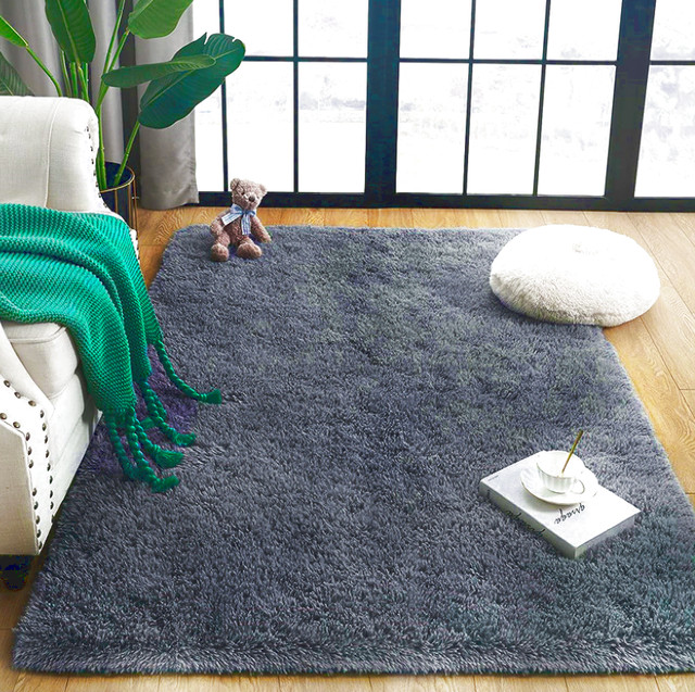 Tapis moelleux neuf 5.3x6.5pds -Bleu gris/Carpet rug shaggy dans Tapis et moquettes  à Ville de Montréal - Image 2