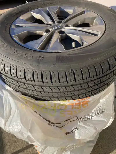 Tires were on a 2016 Hyundai Santafe Sport. Tires and Rims for sale with good tread still remaining.