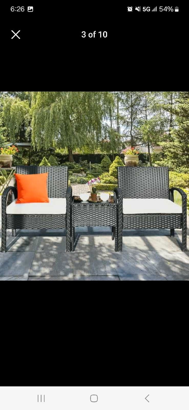 Costway 3PCS Patio Rattan Furniture Set Table & Chairs Set   in Patio & Garden Furniture in Mississauga / Peel Region - Image 4