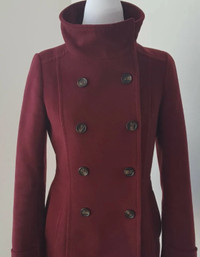 H&m peacoat size M burgundy double breasted