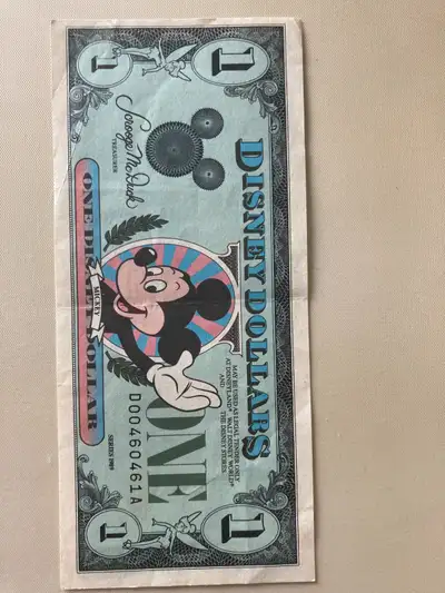 Vintage "Disney Dollars" 1989 - 1$ Series A - Mickey Mouse, View more