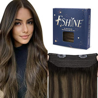 Fshine Halo Hair Extensions Human Hair 14 Inch 70g Color 2 Dark