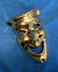 Vintage Solid Brass Comedy Mask