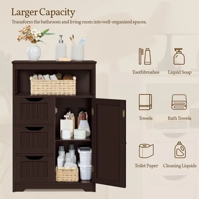 Wood Bathroom Floor Organizer with Cupboard, Multiple Purpose in Bookcases & Shelving Units in Markham / York Region - Image 9