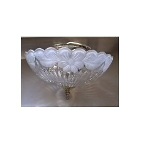 Vintage Crystal Glass Ceiling Light Fixture with Bowl Shade in Arts & Collectibles in Oshawa / Durham Region - Image 2