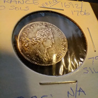1692/1706 France 10 Sols Silver Coin. Major Error Coin.