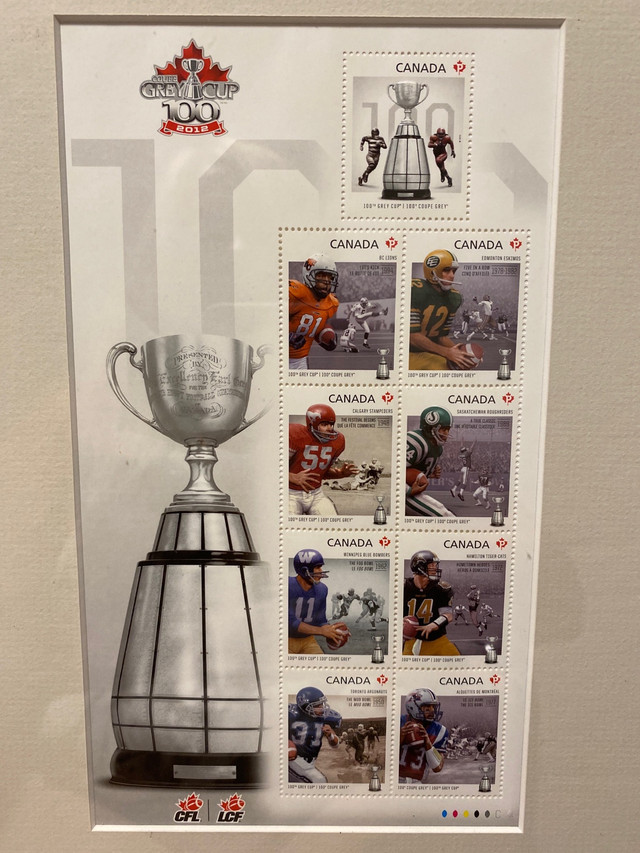 100 anniversary Grey Cup Stamps-Prof Framed in Arts & Collectibles in Oakville / Halton Region - Image 4