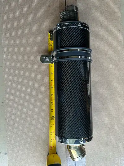 Delkevic Slip On 14-inch Oval Carbon Fiber Motorcycle exhaust, in great condition, comes with the sh...