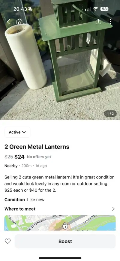 2x Metal Outdoor Lanterns, View more
