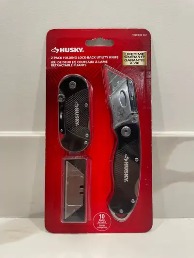 NEW Husky 2-Pack Folding Lock-Back Utility Knife, View more