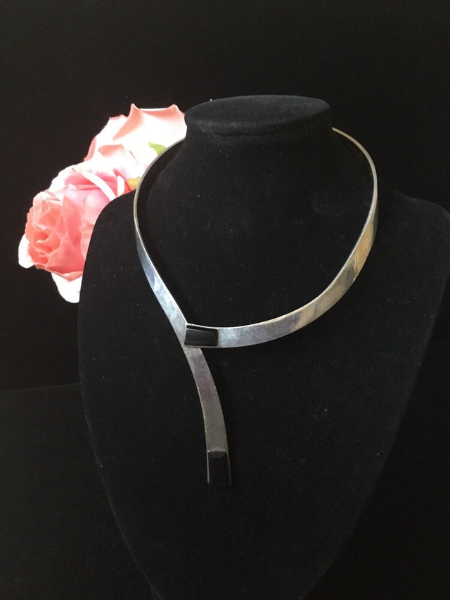 MEXICO STERLING SILVER 950 CHOKER BLACK ONIX NECKLACE 15”  in Arts & Collectibles in Mississauga / Peel Region - Image 3