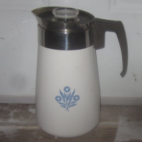 Vintage Corning Ware Cornflower Percolator Coffee Maker Stovetop