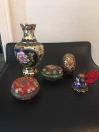 Set of 5 Chinese cloisonné.