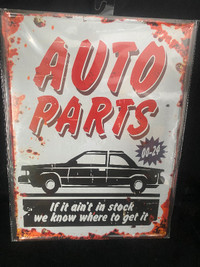 New Tin Auto Parts Sign